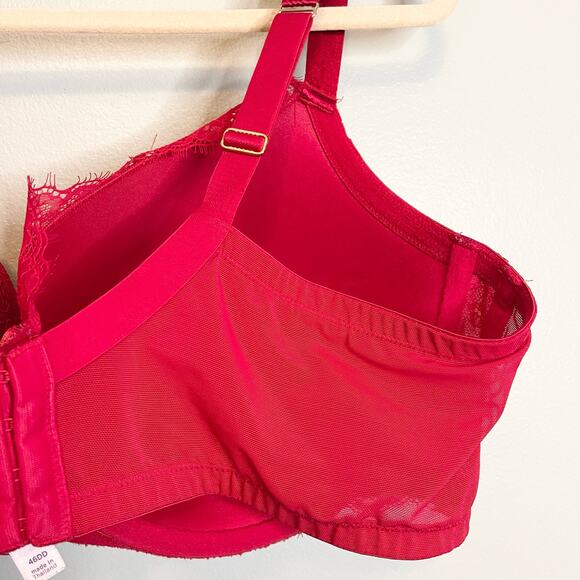 Cacique Women's Red Lace Lingerie Full Coverage Push-Up Bra Size 46DD - Picture 8 of 13
